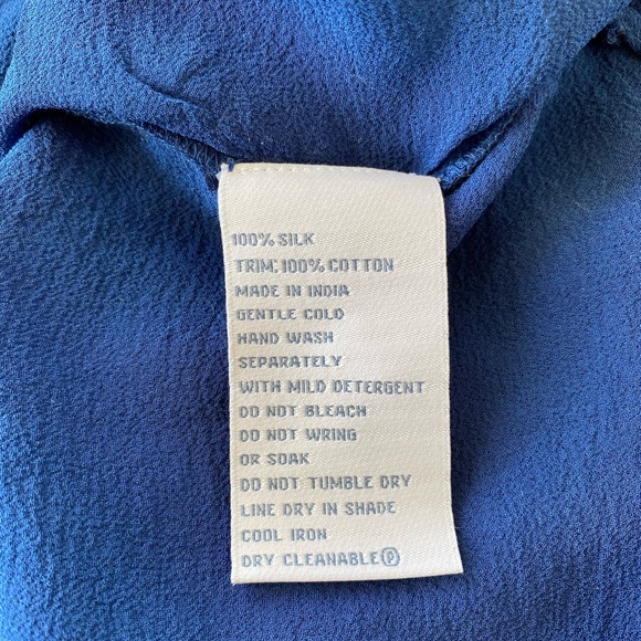 Silk Vintage-style Flutter Sleeve Blue Top Sz S - Picture 4 of 5